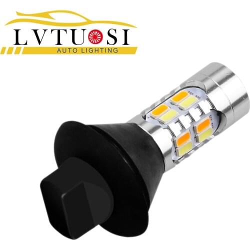 LVTUSI 2PCS/lot 1156 T20 Turn Signal Lights Daytime Running Light LED Car Light Lamp DRL Bulbs White to Yellow 20LED DC