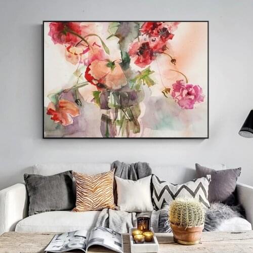 Watercolor Flowers Wall Pictures For Living Room Posters And Prints Flowers Canvas Paintings Wall Art Canvas Prints Home Decor