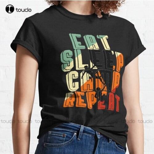 New Eat Sleep Camp Repeat 11 Classic T-Shirt Cotton Tee Shirt S-5Xl