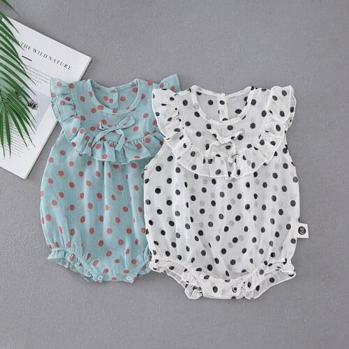 New Newborn Baby Girl Clothing baby Jumpsuit Dot Printed Princess Chiffon Lovely Romper Infant Bodysuit Outfit Clothes for 0-18M