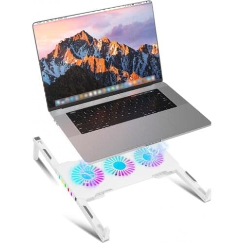 Laptop Cooling Stand Foldable Notebook Cooler Portable RGB Gaming Cooling Pad with 3 High-Speed Quiet Fans Support Up to 18 Inch