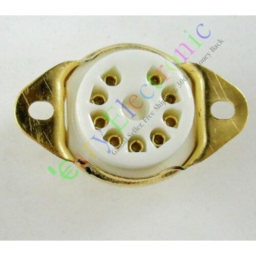 Wholesale and retail 20pcs GOLD 9pin Ceramic vacuum tube socket gilded valve base fr 12AX7 12AU7 ECC83 free shipping
