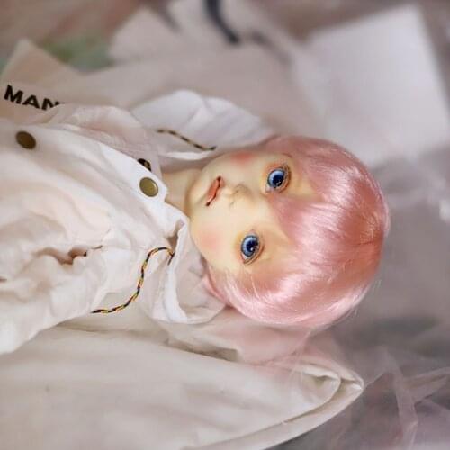 BJD Doll Wig suitable for 1-3 uncle Mohair pink juvenile short hair doll accessories