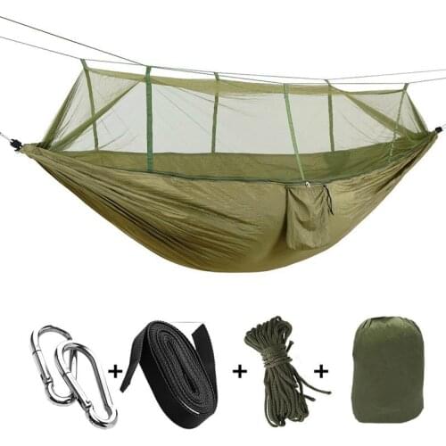 Camping/garden Hammock with Mosquito Net Outdoor Furniture 1-2 Person Portable Hanging Bed Strength Parachute Fabric Sleep Swing