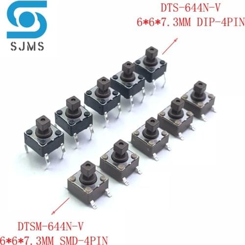 20 Pcs DTS-644N-V DTSM-644N-V 6*6 6*6*7.3 6X6X7.3 mm Tact Touch Micro Tactile Push Button Switch DIP / SMD 4 Pin Reset Switches