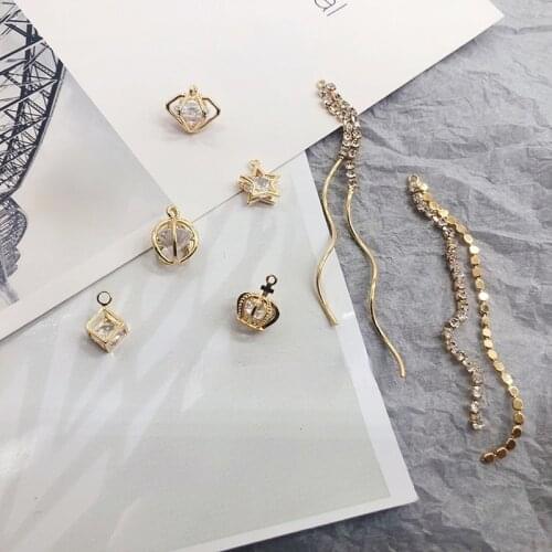 DIY earring material copper-plated real gold long earrings zircon pendants headdress accessories bracelet earrings tassels
