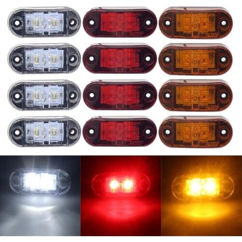 8pcs 12V 24V Warning Light LED Clearance Light Oval Trailer Truck Red Amber White LED Side Marker Lamps Truck Car Accessorie