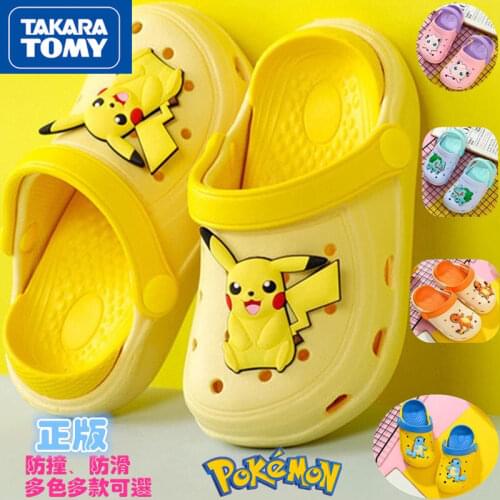 TAKARA TOMY Pokemon Summer Home Non-slip Comfortable Breathable Childrens Hole Shoes Simple Cartoon Beach Slippers