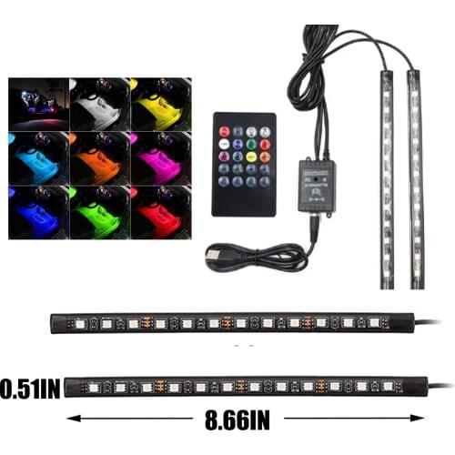 USB lighter for cars, decorative LED light, colored atmosphere, voice control lamp, ambient light for cars Auto accessories