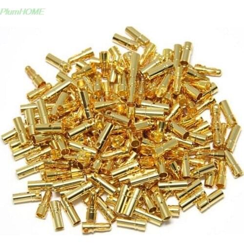 High Quality 10 Pair/lot Gold Copper Brushless Motor Banana Plug Bullet Connector Plated For ESC Battery 2mm