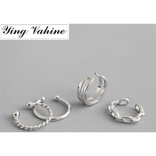Ying Vahine 100% 925 Sterling Silver No Piercing Double-layer & Chain Gold Ear Cuff Clip Earrings for Women