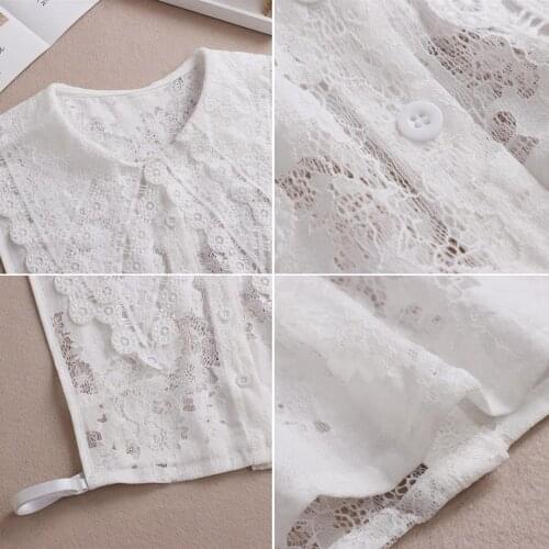 Women Detachable Lace Fake Collar Fashion Cotton Lapel Necklace Shirt Decoration