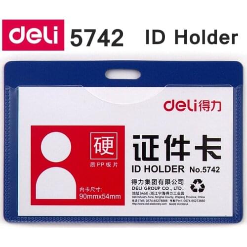 50PCS/LOT Deli 5742 5743 Hard PP ID Holder Badge holder Work card holder Visiter card holder with rotatable clip wholesale