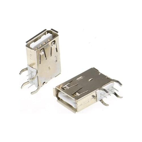 10PCS USB 2.0 TYPE-A female Socket connector side 90 degrees 4LEGS DIP