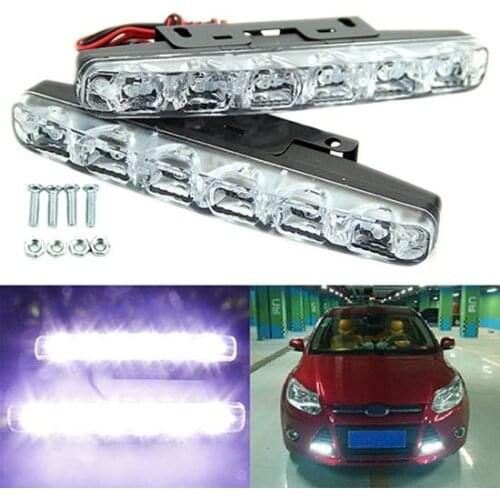 2x Xenon White 6 LED Super Bright DRL Daytime Running Driving Lights Fog Lamps