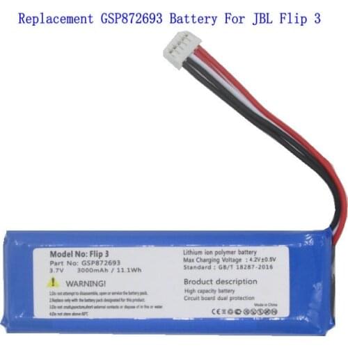 1x 3000mAh GSP872693 01 Speaker Battery For JBL Flip 4 Flip4 Special Edition for JBL Flip 3 Flip3 GRAY GSP872693 P763098 03