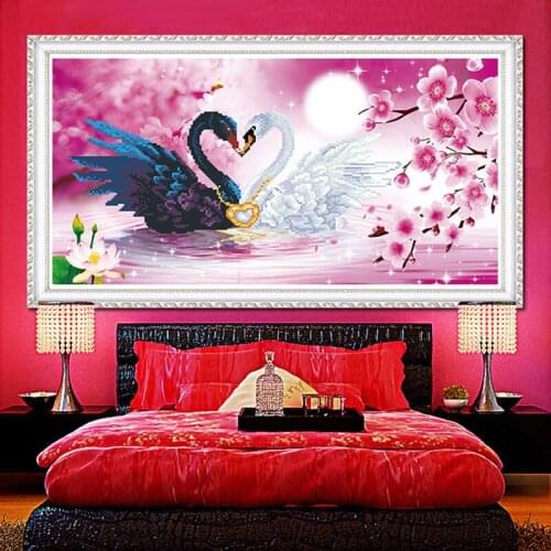 Diy 5d Sale Diamond Embroidery, Diamond Mosaic, Swan, Romantic, Flowers, Diamond Painting, Cross Stitch, 3d, Decoration, Gift