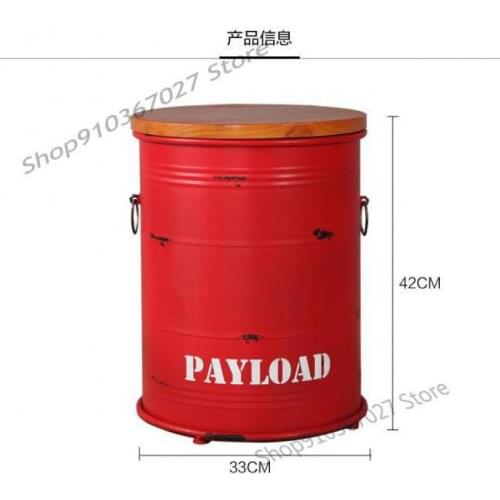 American Retro Bar Stool Oil Drum Stool Paint Bucket Bar Stool Round Tin Bucket Bar Stool Storage Stool