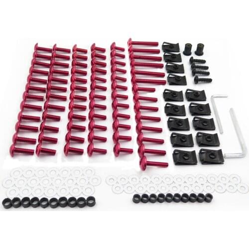 Aftermarket free shipping motorcycle parts Alloy Complete Fairing Bolt Kit Bodywork Screws Nuts For Honda Red