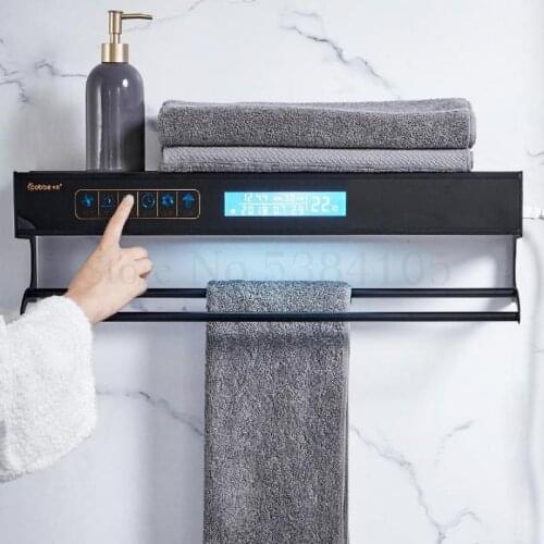Black Electric Towel Rack Household Dryer Heating Bathroom Smart Towel Rack