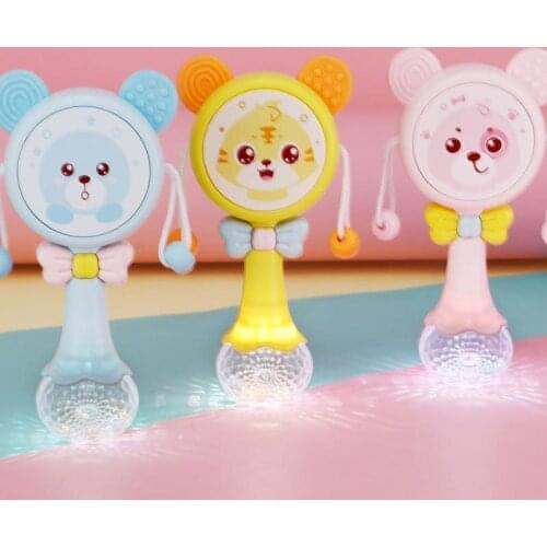 Baby Music Flashing Teether Rattle Toys Rabbit Hand Bells Mobile Infant Pacifier Weep Tear Newborn Early Educational Toys 0-12M