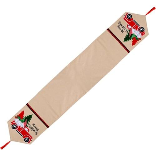 Snowman Long Table Runner Cloth Merry Christmas Party Dinner Non-slip Table Runner Cotton Linen Home Decorations