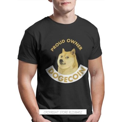 Dogecoin Cryptocurrency Miners Meme TShirt For Men Proud Owner Basic Summer Sweatshirts T Shirt Trendy Loose