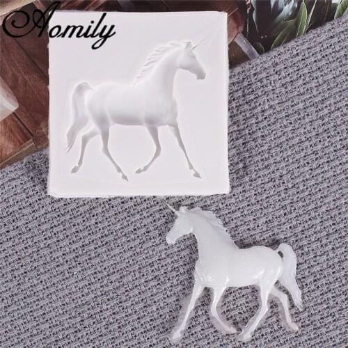 Aomily 3D Unicorn Horse Fondant Mold for Cake Decorating Jelly Sugar Craft Chocolate Moulds Tools Silicone Ice Cube Molds