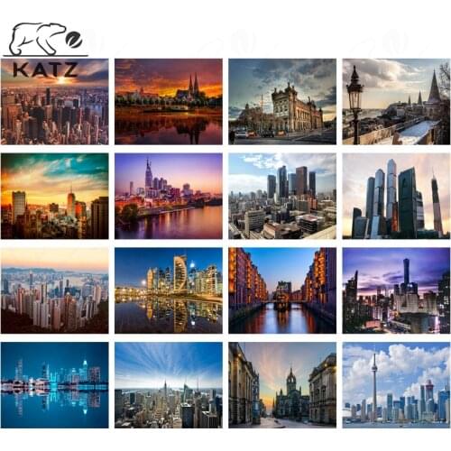 Prosperous Urban Building Picture Diamond Painting Decoration Modern Urban Art Diamond Mosaic Embroidery Handmade Diy