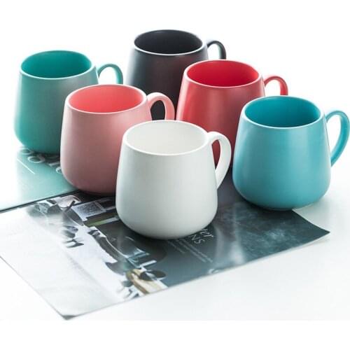 Ceramic Coffee Mug Creative Matte Pure Color Coffe Mugs Tumbler Cup Tea Milk Latte Porcelain Novelty Tumblers Cute Cups