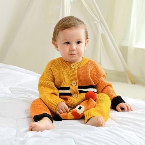 Baby Knitted Rompers for Newborn Boy Girl Super Soft Toddler Warm Jumpsuit Clothing Infant Autumn Bodysuit Overalls with Hat Set