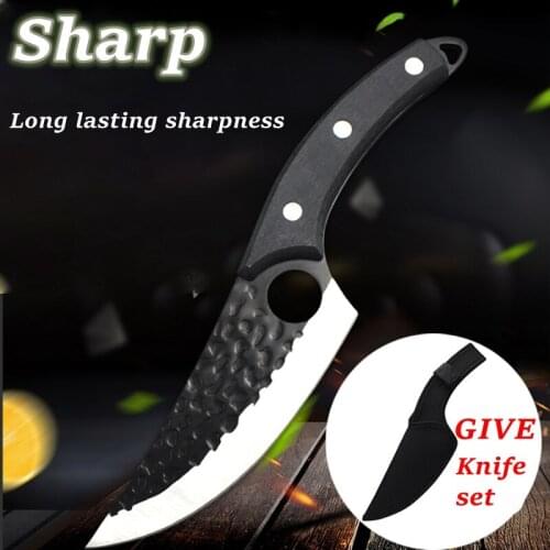 Handmade Stainless Steel Kitchen Boning Knife With Knife Cover Fishing Meat Knife Cut Fruits And Vegetables Cutter Butcher Knife