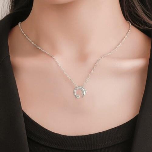 Moon Star Silver Color Meteor Garden Slip Falling Meteor Micro-Inlaid Clavicle Chain Temperament Female Necklace