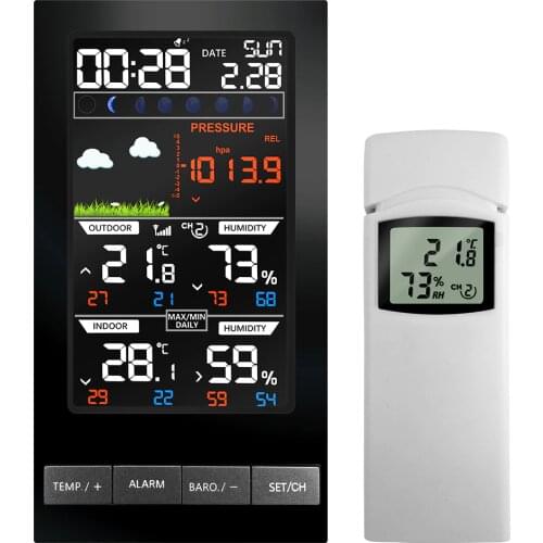 Weather Station Wireless Indoor Outdoor Forecast Clock Temperature Humidity Sensor Colorful LCD Snooze Hygrometer