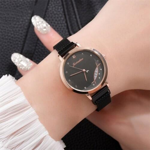 Fashion Quartz Watch Alloy Mesh Strap Simple Round Dial Casual Watch for Women Girls H9