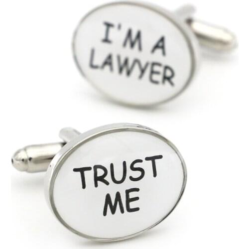 Fashion Mens Job Cuff Links Copper Material White Color "I'M LAWYER TRUST ME"