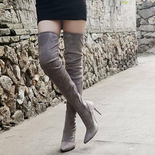 Fashion Winter Boots Over The Knee Women Boots Thin High Heels Sexy Party Boots Botas De Mujer Shoes For Femme