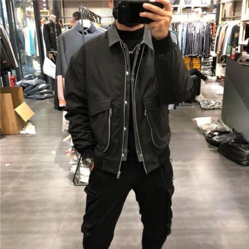 2020 New Fashion Jacket Men Spring Autumn Windbreaker Fake Two Piece Mens Bomber Jackets Zipper Cargo Flight Caots Male Clothes