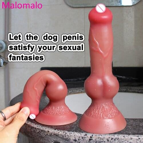 Soft Silicone Animal Dog Small Dildo Suction Cup Dick Lesbian Masturbators Double Penis Anal Plug Erotic Sex Toy for Men Women