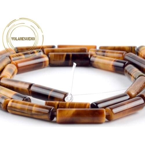 Natural Column Yellow Tiger Eye Stone Beads Loose Spacer Beads For Jewelry Making Diy Smooth Bracelet Necklace Charms 4*13mm