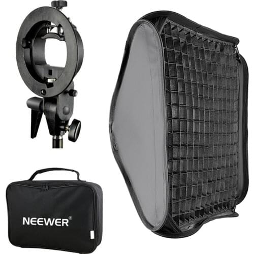 Neewer 24"x24"/60x60cm Softbox with Grid and S-type Flash Bracket for Speedlite
