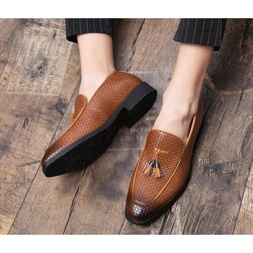 New Fashion Mens Woven style tassel slip-on oxford Formal shoes Male Wedding prom Homecoming Shoes zapatos hombre vestir