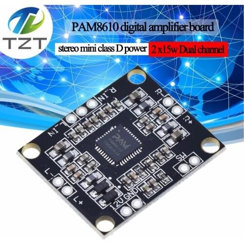 PAM8610 digital power amplifier board 2 x15w dual channel stereo mini class D power amplifier board