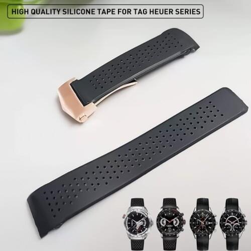 22 24mm Watch Accessorie Watchbands For TAG HEUER GRAND CARRERA Waterproof Silicone Watch Bracelet Rubber Watch Strap Watch Band