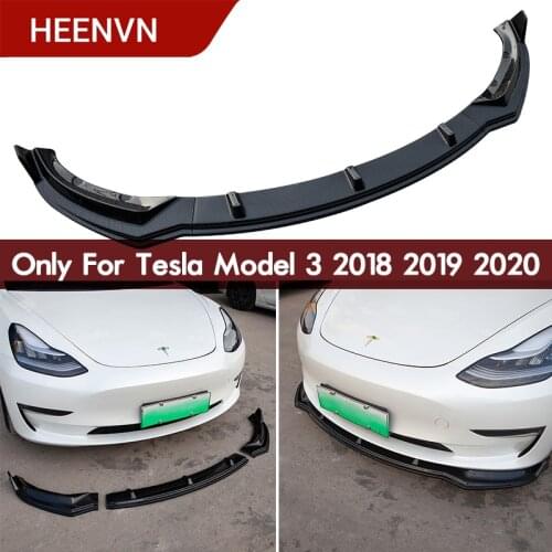 Heenvn 3Pcs Lip Spoiler Front Skirt Bumper For Tesla Model 3 Front Lip Protector Model3 Carbon Fibre ABS Accessories Model Three