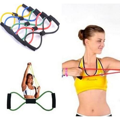 Training Resistance Bands Rope Tube Workout Exercise For Yoga 8 Type Chest Expander Pilates Fitness Body Building Equipment