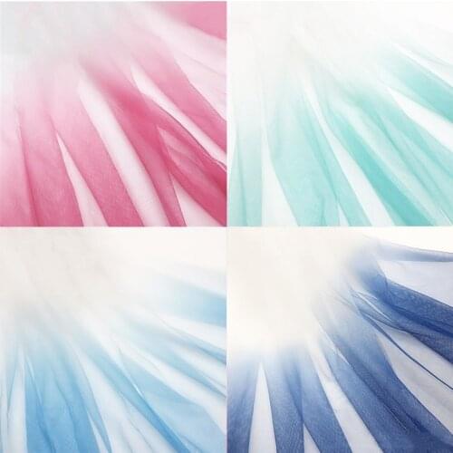 1.6*1meter Gradient Bicolor Printed Tulle Fabric Organza for Wedding Party Decorations Princess Dress Tutu Skirt African Fabrics