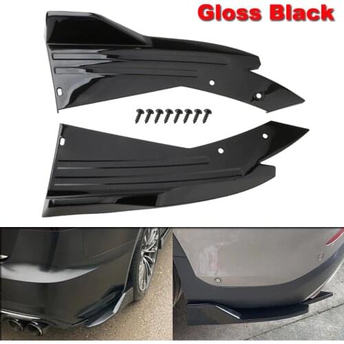 2pcs Universal Gloss Black Car Rear Bumper Spoiler Canards Fins Anti-crash Diffuser Lip Wrap Angle Splitter Protector Guard Kits