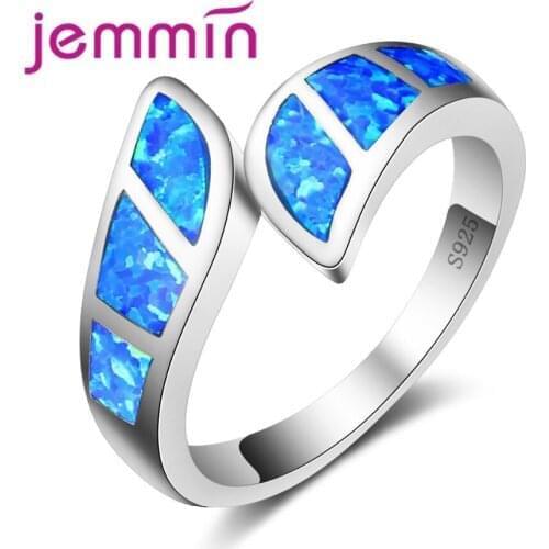 High Quality Blue Fire Open Ring For Party Accessory Brand Geometric Shape Engagement Sterling Silver Rings For Woman