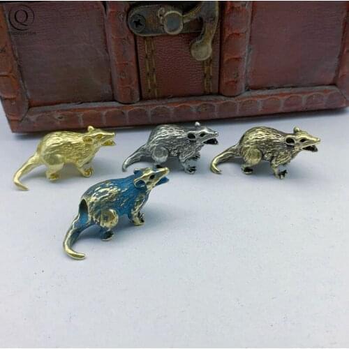 Brass Zodiac Rat Head Keychain Pendant Jewelry Copper Animal Paracord Knife Beads Handmade Woven Umbrella Rope Lanyard Hanging